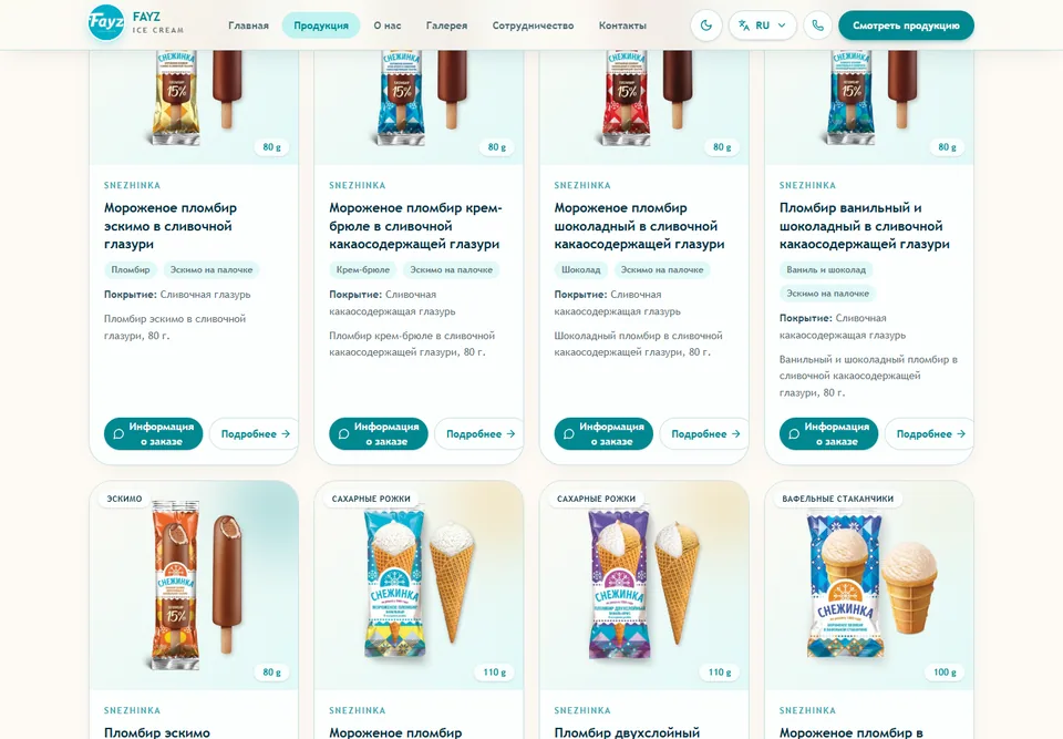 Fayz Ice Cream — website detail