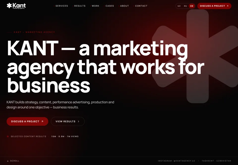 KANT Agency — website homepage