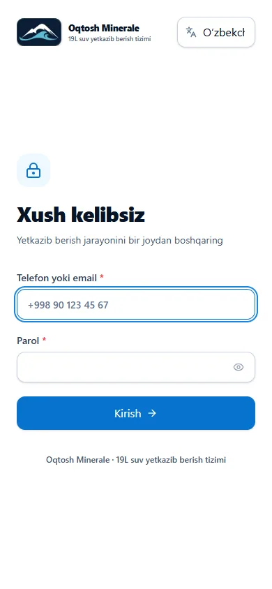Oqtosh Minerale CRM — mobile website